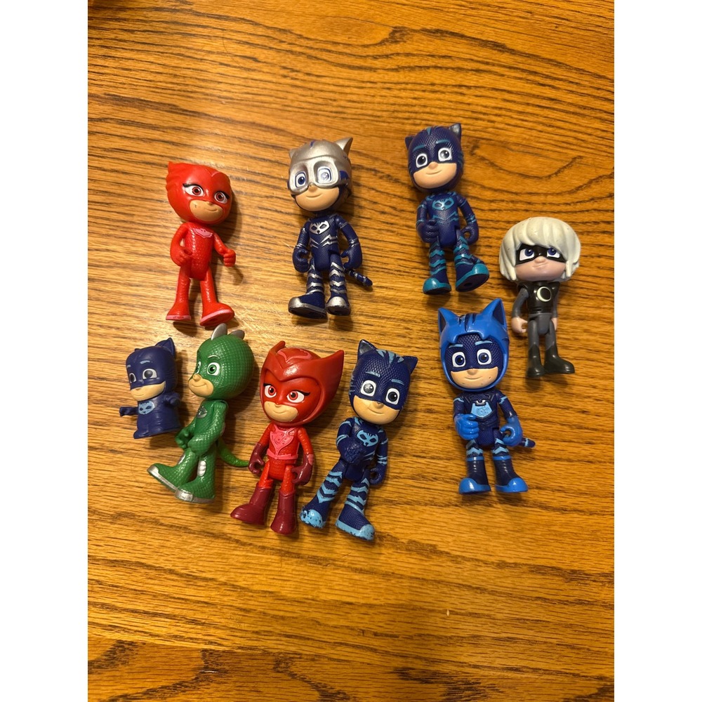 PJ Masks Action Figure Lot Catboy Gekko Owlette Luna Girl 9 Piece Toy Set
